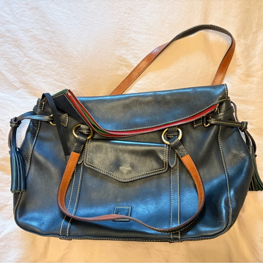 Dooney & Bourke Navy/Black Leather Shoulder Bag - THE SMITH BAG